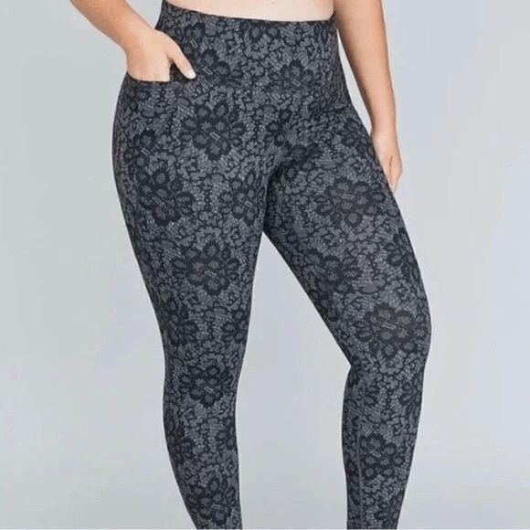 LIVI Active Dark Grey Black Lace Print High Rise Activewear Leggings 14/16 - Picture 7 of 7